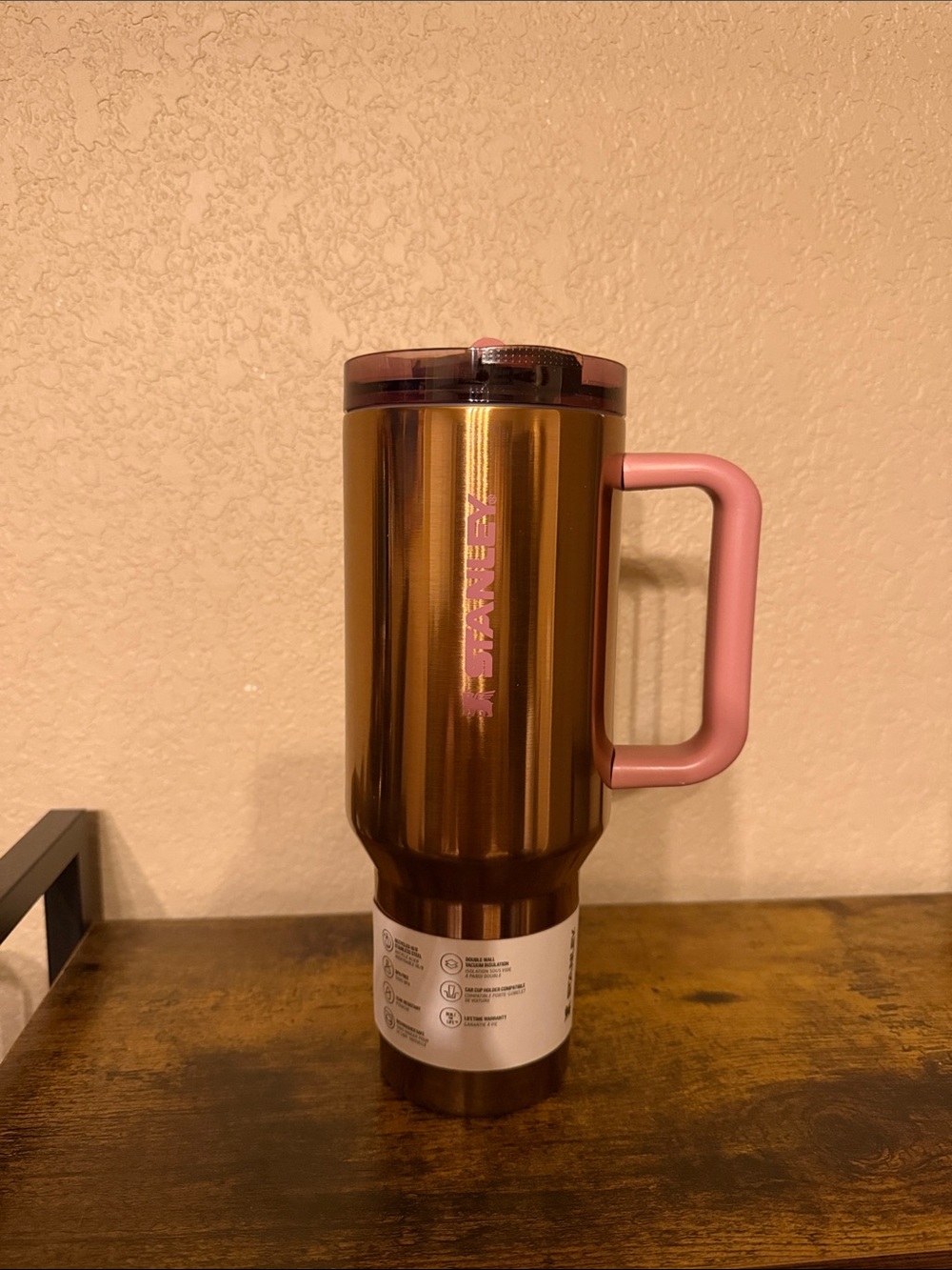 Stanley 40oz Flip/Top Mesa Pink-Handle Metallic Bronze Travel Tumbler